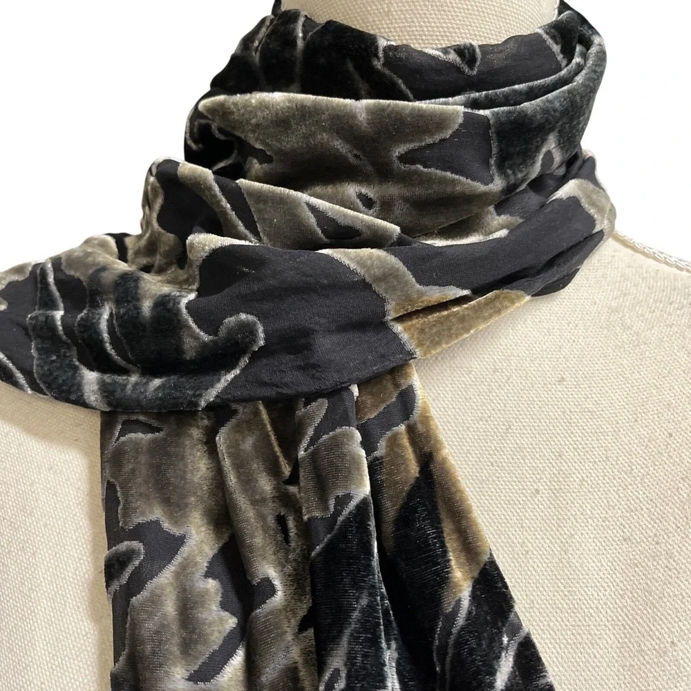 Black Burnout Sheer Burnout Velvet‎ Scarf Whimsigoth Fairy Grunge Event Glam